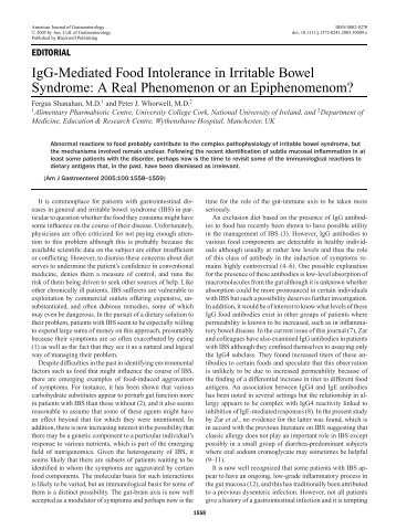 IgG-Mediated Food Intolerance in Irritable Bowel ... - ResearchGate