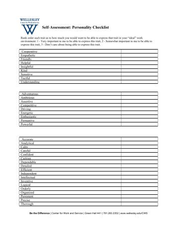 Self-Assessment: Personality Checklist