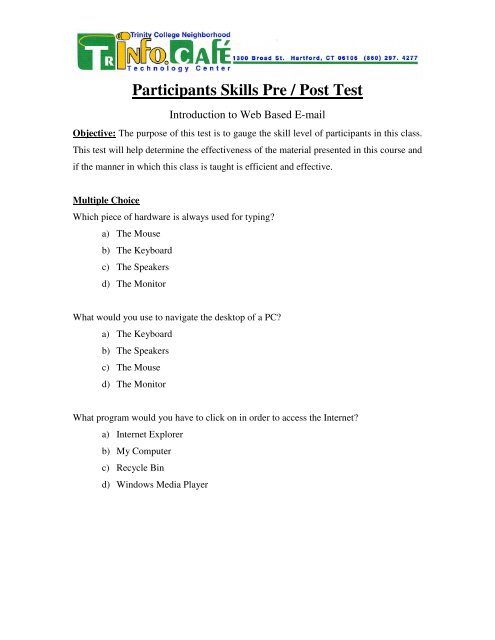 Participants Skills Pre Post Test Trinfo Cafe