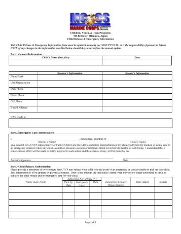 Parent Agreement And Emergency Contact Form Edwardsville