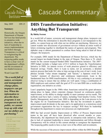 DHS Transformation Initiative: Anything But Transparent