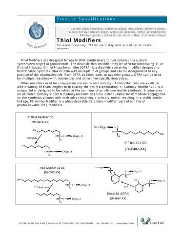 Thiol Modifiers - Gene Link, Inc.