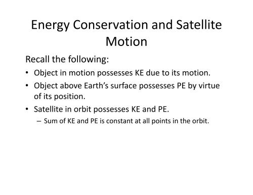 Projectile and Satellite Motion - Fgamedia.org