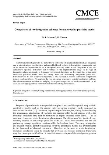 Comparison of two integration schemes for a micropolar plasticity ...