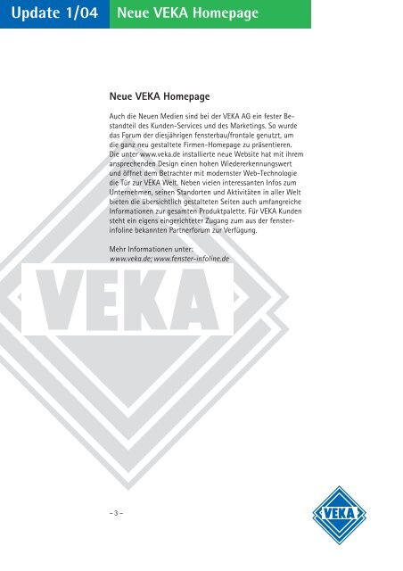 Update 1/04 Profilsortiment - Veka