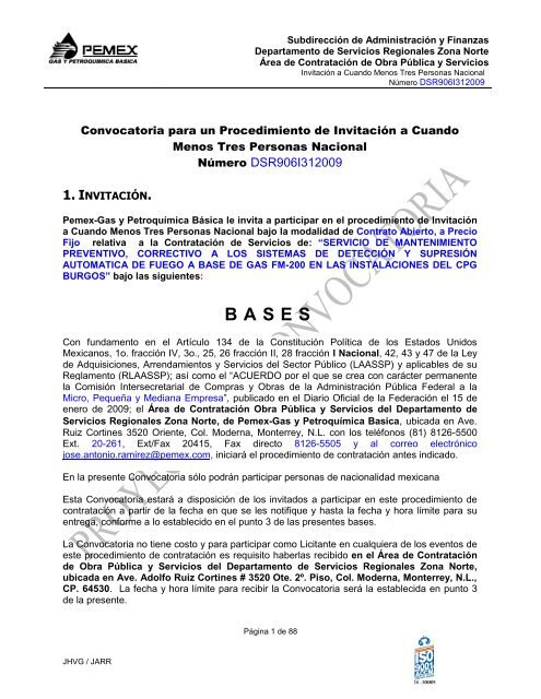 Proyecto de Modelo de Bases Licitación Pública - Pemex Gas y ...