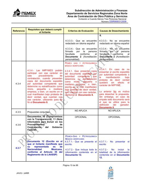 Proyecto de Modelo de Bases Licitación Pública - Pemex Gas y ...