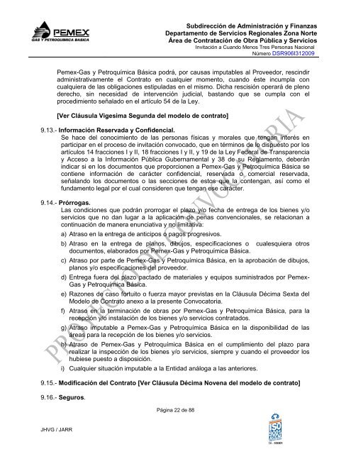 Proyecto de Modelo de Bases Licitación Pública - Pemex Gas y ...