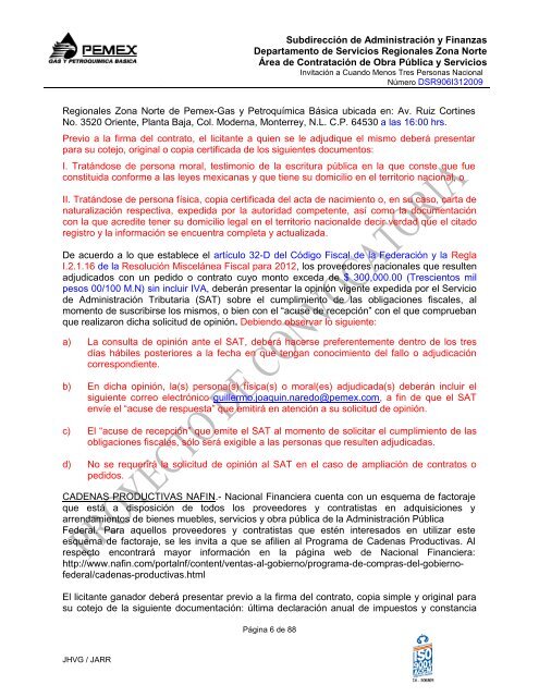 Proyecto de Modelo de Bases Licitación Pública - Pemex Gas y ...