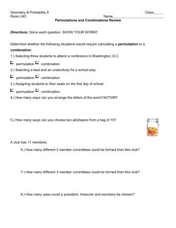 Permutations and Combinations Review