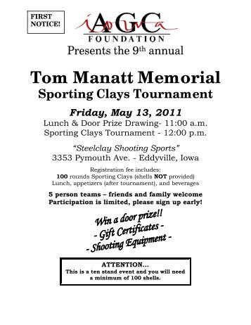 Tom Manatt Memorial Sporting Clays Tournament ... - AGC of Iowa