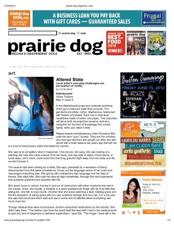 Read the preview article by Carle Steel of prairie ... - Globe Theatre