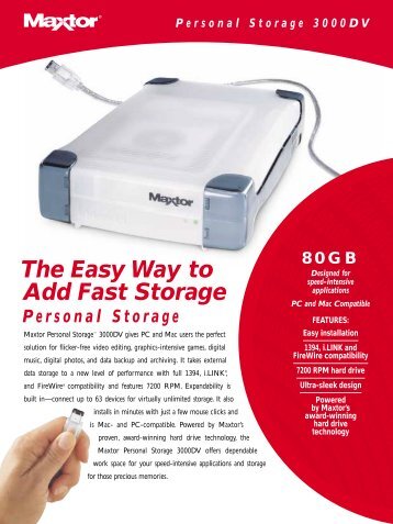 Personal Storage 3000DV Data Sheet - Seagate