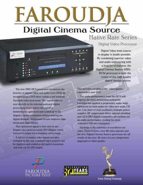 Native Rate Series Digital Cinema Source/Video ... - CurtPalme.com