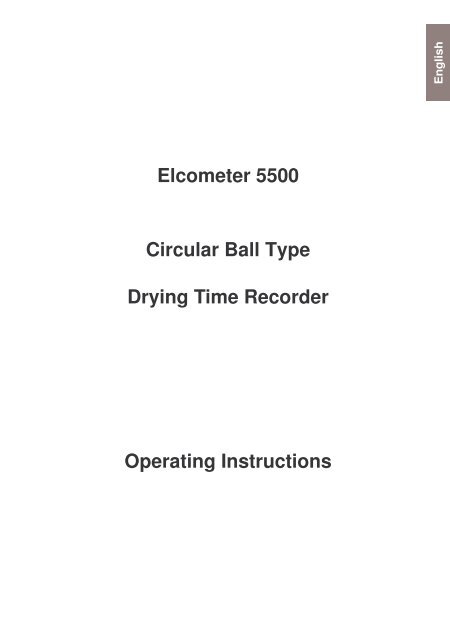 Elcometer 5500 Circular Ball Type Drying Time Recorder Operating ...