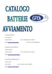 Catalogo batterie avviamento.pdf - ACCUMULATORI GIDI Srl