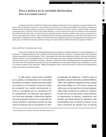 Ética y política en la sociedad democrática - Revista CONfines de ...