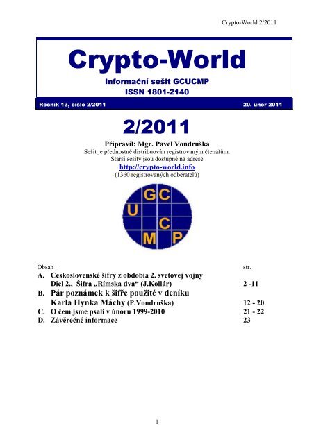 SeÃ…Â¡it 2/2011 / PDF - Crypto-World