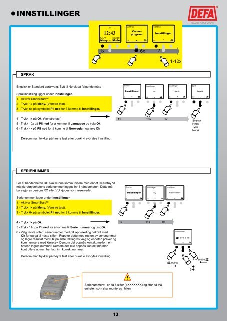 DEFA SmartStartâ¢ Bruks- / monteringsanvisning - Bilradiospesialisten