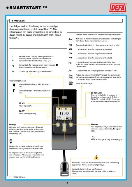 DEFA SmartStartâ¢ Bruks- / monteringsanvisning - Bilradiospesialisten