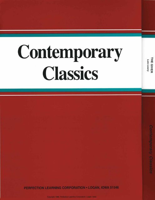 Contemporary ClassicsâThe Giver - Perfection Learning