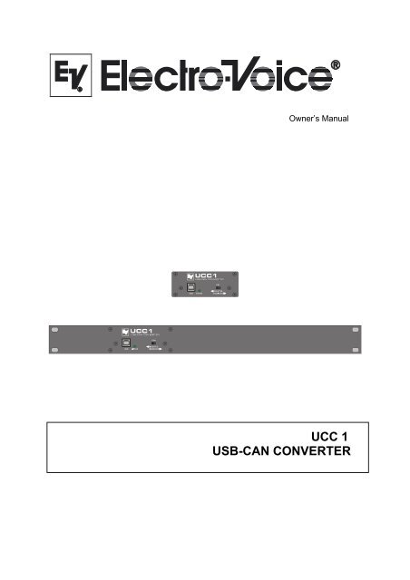 UCC 1 USB-CAN CONVERTER - Electro-Voice