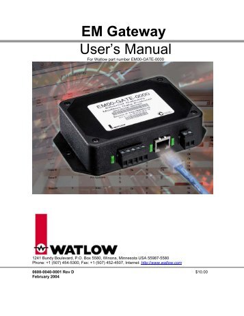 EM Gateway User's Manual 0600-0040-0001 Rev D - Watlow.com.sg