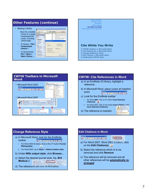 EndNote X3 for MED - NUS Libraries