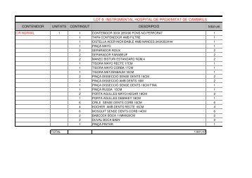 LOT 9: INSTRUMENTAL HOSPITAL DE ... - Grup Sagessa