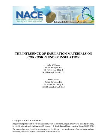 the influence of insulation materials on corrosion ... - NACE Calgary