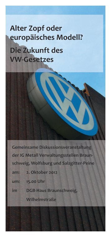 Die Zukunft des VW-Gesetzes - Bernd Lange