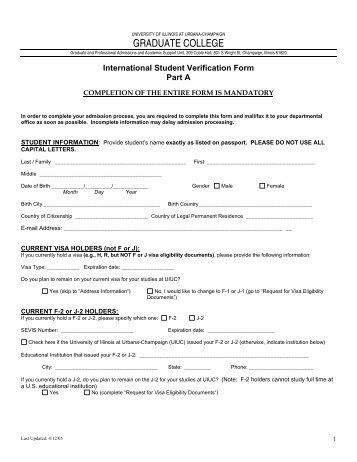 International Student Verification Form - The Graduate College at ...