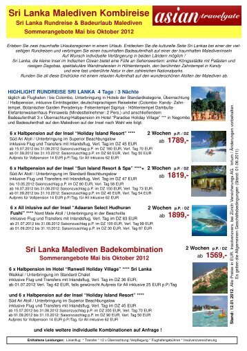 Sri Lanka Malediven Kombireise - Asiantravelgate