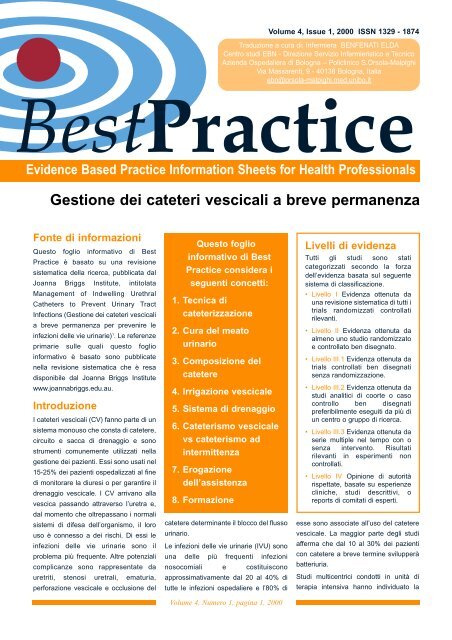 4(1) Catetere Vescicale.pdf - Evidence Based Nursing