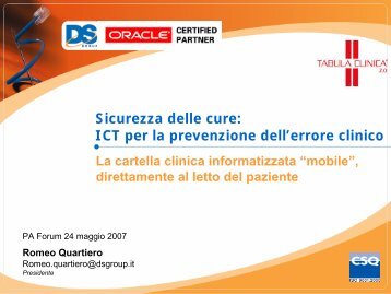 TABULA CLINICA - Cartella clinica su Tablet PC in corsia - Forum PA
