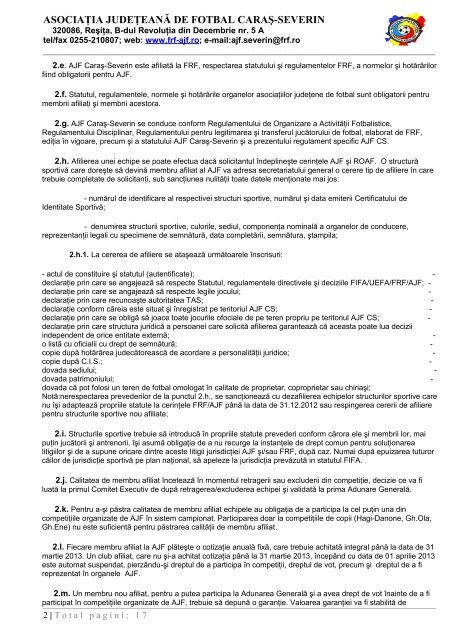 REGULAMENTUL DE ORGANIZARE A ACTIVITÄÅ¢II ... - FRF-AJF.ro