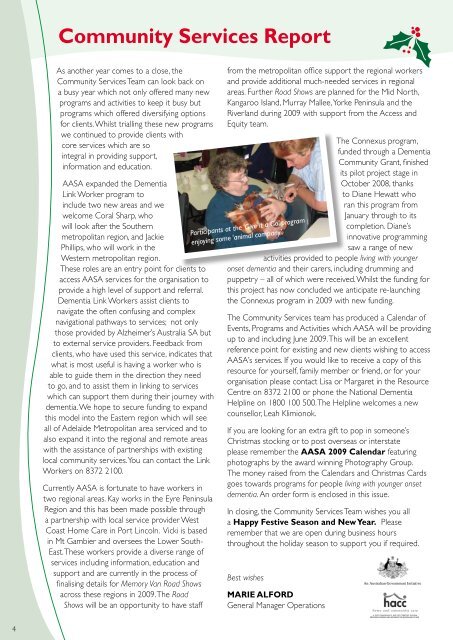 Newsletter December 2008 - Alzheimer's Australia