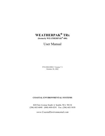 WEATHERPAK TRx User Manual - Coastal Environmental Systems