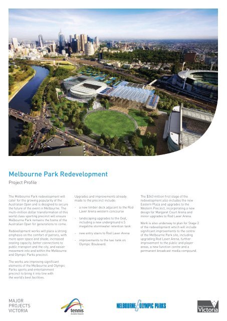 Melbourne Park Redevelopment - Major Projects Victoria