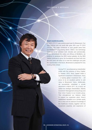 chairman's message dear shareholders - Biosensors International ...
