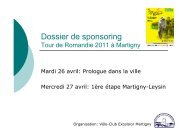 Dossier sponsoring Tour de Romandie Ã  Martigny 2011 - VÃ©lo Club ...