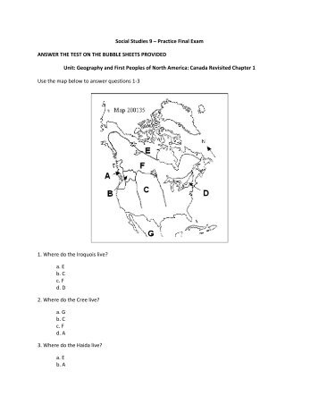 Social Studies 9 â Practice Final Exam ANSWER THE TEST ON ...