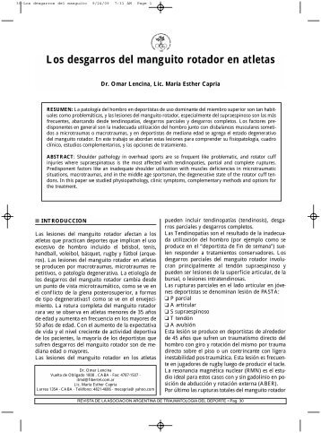 Los desgarros del manguito rotador en atletas - AsociaciÃ³n ...