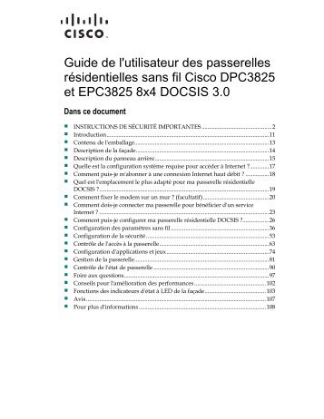 Modem sans fil Cisco DPC3825 et EPC3825 - Cogeco