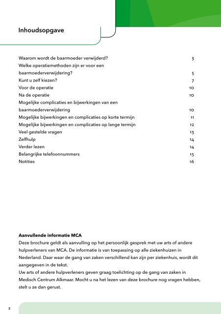 Uterus extirpatie - Mca