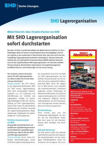 Mit SHD Lagerorganisation sofort durchstarten Möbel Heinrich