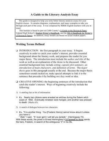 How To Write A Literary Analysis Thesis
