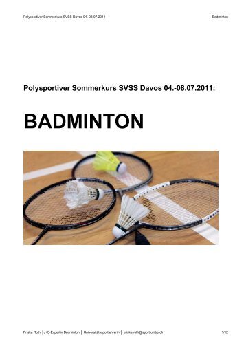 Badminton Spielregeln (Kurzfassung)