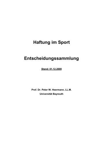 Haftung im Sport Entscheidungssammlung - sportrecht.org