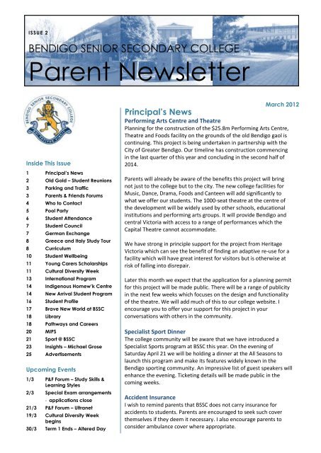 Parent Newsletter - Bendigo Senior Secondary College